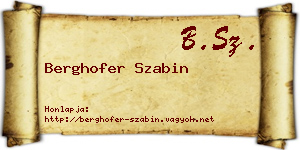 Berghofer Szabin névjegykártya